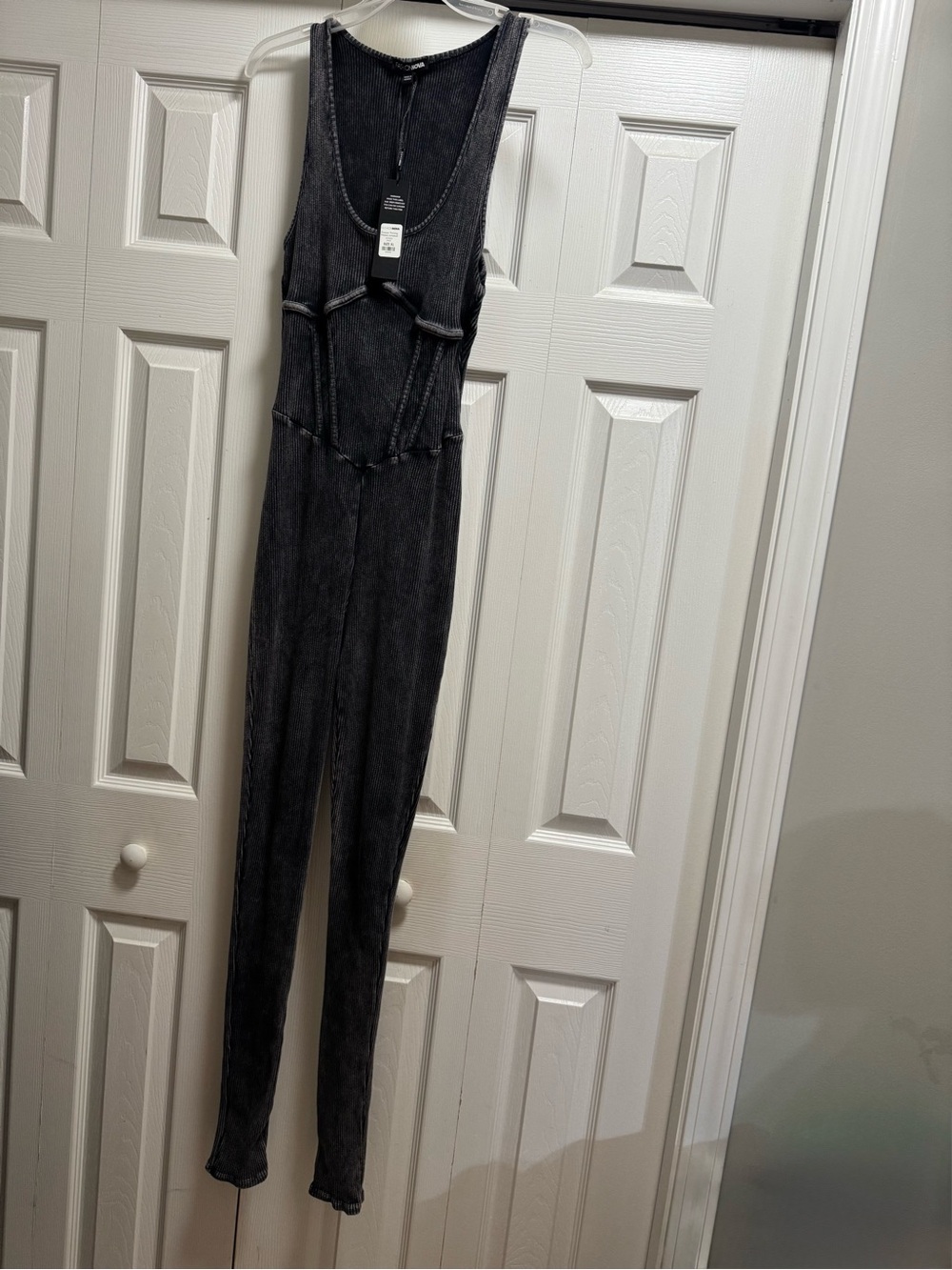 Fashion Nova Black Washed Seam Detail Jumpsuit